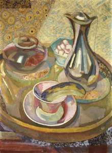 Stilleben med kaffekande, 1915 (collage, gouache, olie på pap)